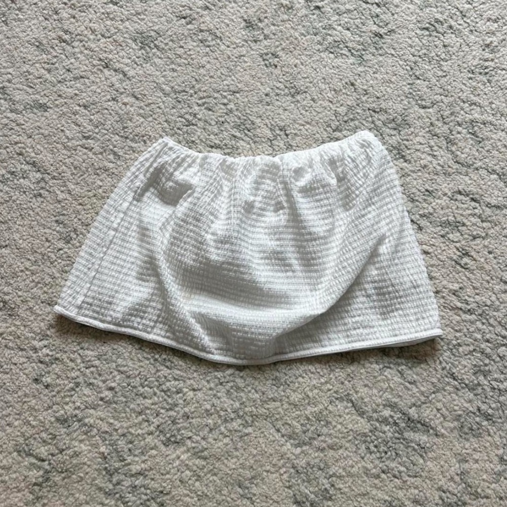 White Textured Mini Skirt